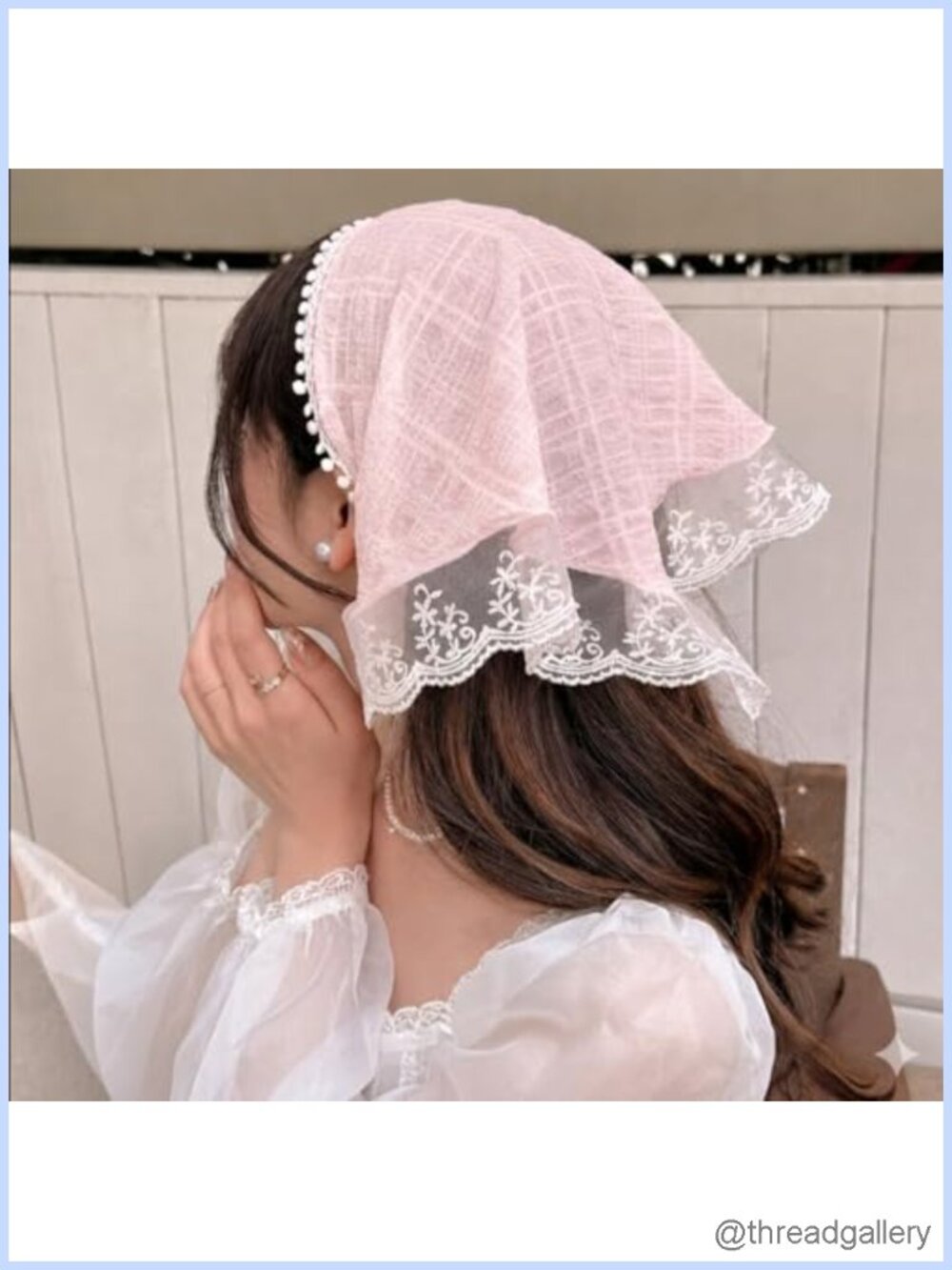 Lace Floral Head Scarf Bandana Tie-Back Headband Boho Hair Accessory